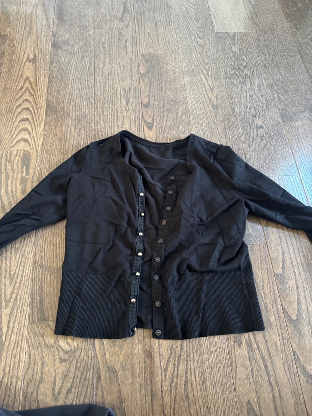 Classic Black GOLD Button-Front Cardigan